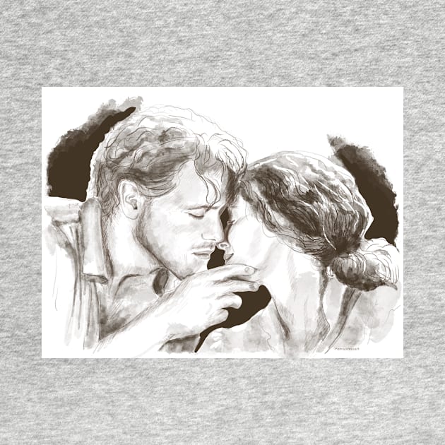 Jamie and Claire the Kiss Outlander by MamaODea